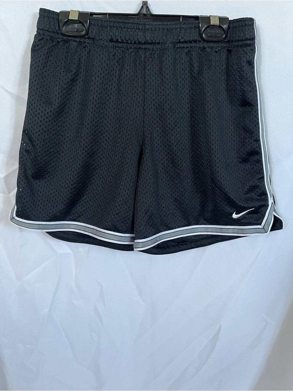 Nike Black Mesh Athletic Shorts with White Piping